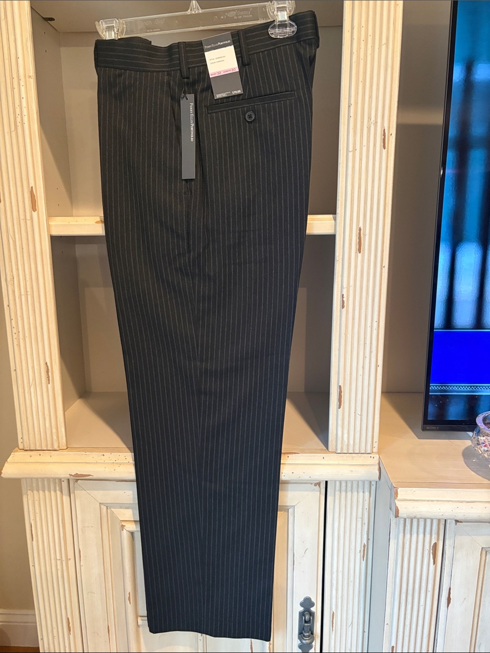 Perry Ellis Black Pinstripe Dress Trousers